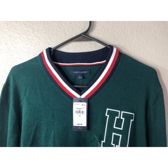 Tommy Hilfiger Logo Sweatshirt Men size L color green good condition Men - Picture 5 of 6